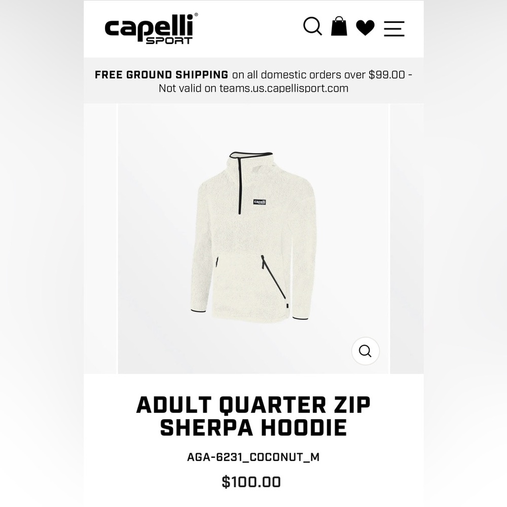 Capelli of New York White Quarter Zip Sherpa Hoodie